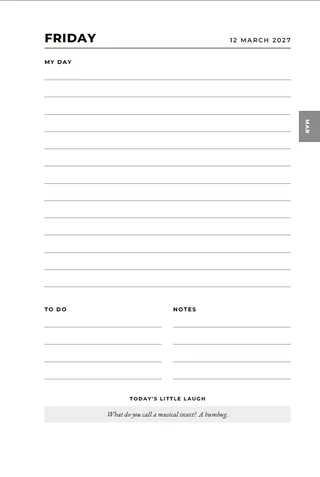 My South African Diary 2027 interior — Full daily page with Today's Little Laugh