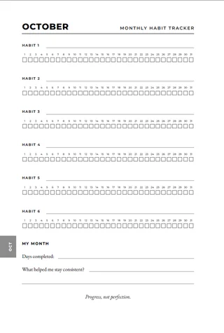 My South African Diary 2027 interior — Monthly habit tracker