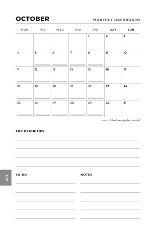 My South African Diary 2027 interior — Monthly dashboard